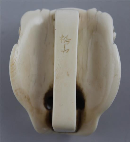 A Japanese ivory oni noh mask, early 20th century, 5.3cm